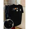 Cartoons Cats Prints T-Shirts Summer Womens Cotton T Shirts Basic O-Neck Oversized Short Sleeve Tops Casual Street Woman Clothes