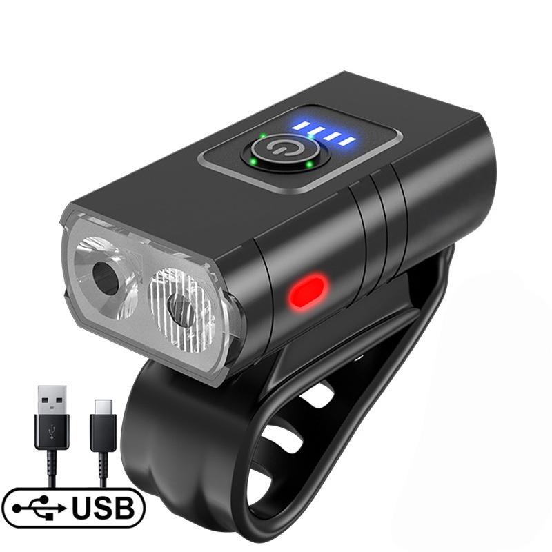 

1 Set Rechargeable Bicycle Flashlight Bike Light Front Led Power Display Cycling Headlight Taillight For Cycling Riding Safety