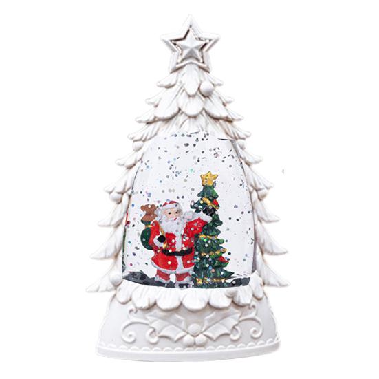 Christmas Snow Ball Lantern Lighted Santa And Christmas Tree Scene Glittering Water Snow Ball Decoration for Home Desktop Decor