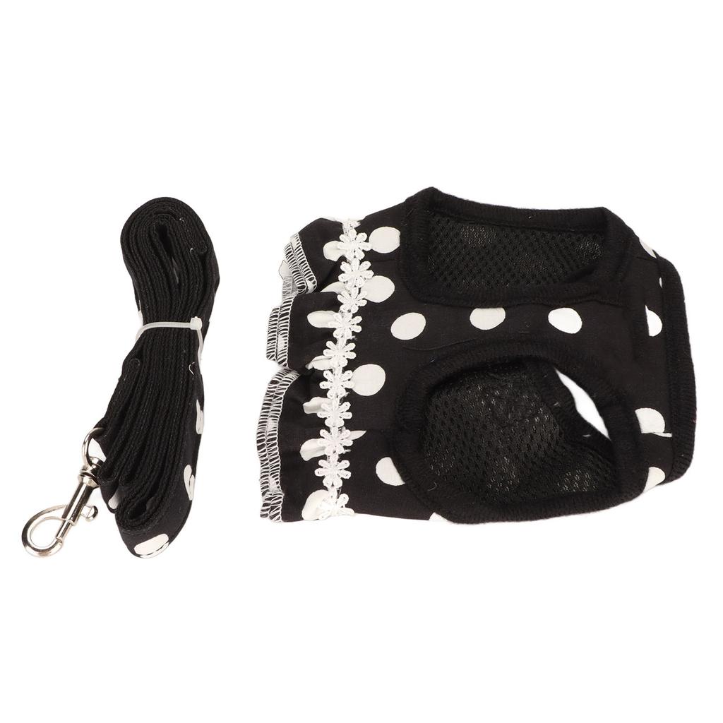 Dog Harness Leash Cute Stylish Polka Dot Pet Vest Traction Rope Set for Walking Training Outdoor