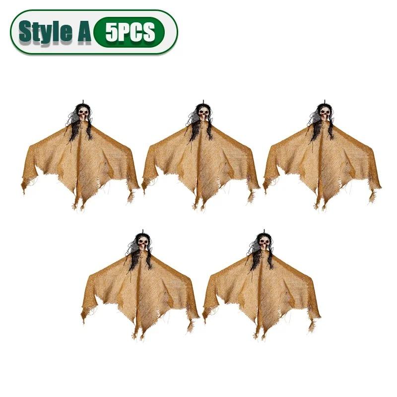 Halloween Horror Decoration Hanging Ghost Skull Props with Flag for Haunted House Outdoor Yard Party Holiday Scene Setup Use