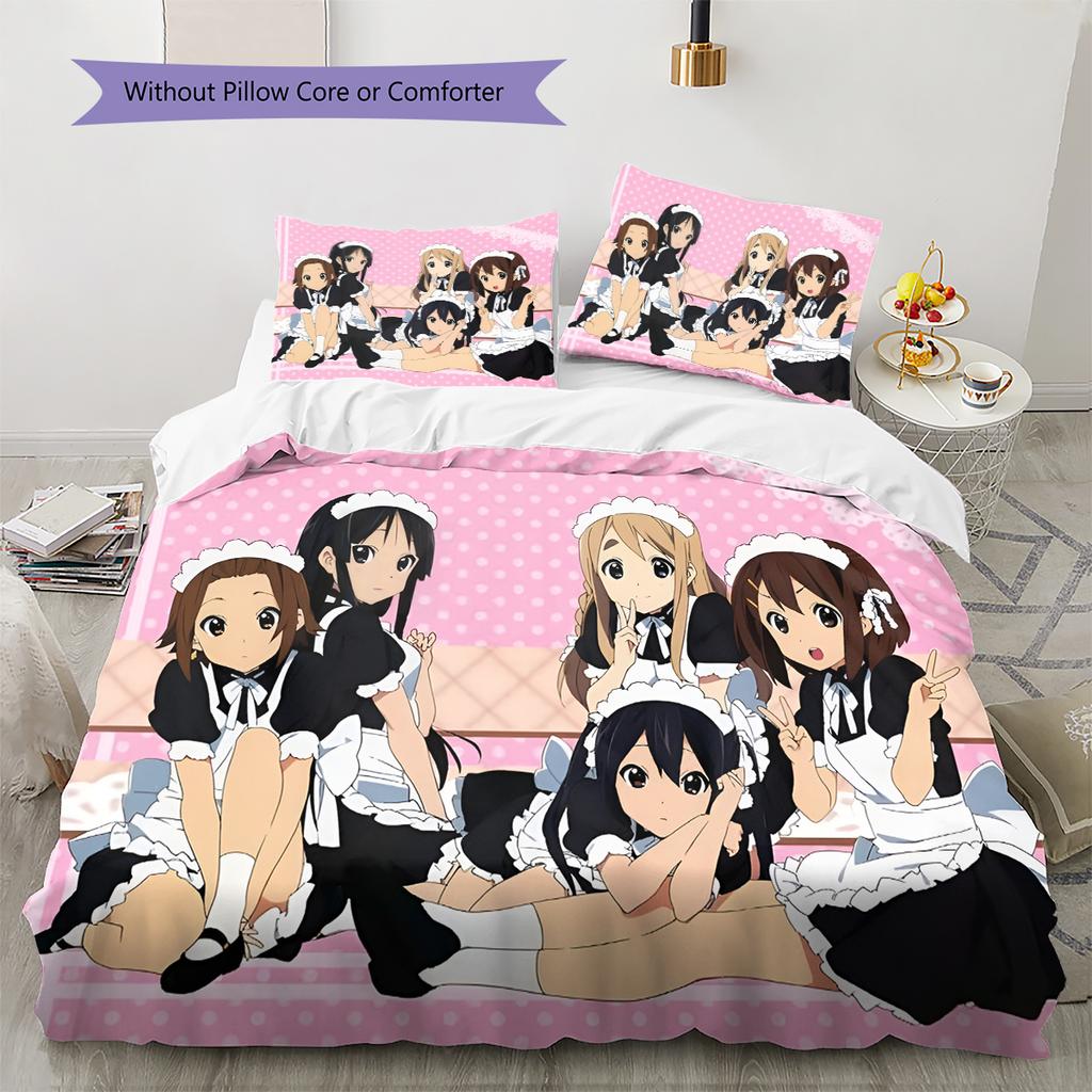 Anime Pattern Bedding Quilt Set Quilt Cover Pillowcase Home Decoration Birthday Gift (1 * Duvet Cover + 2 * Pillowcase, Without Core)