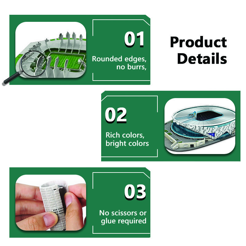 Creative DIY 3D Paper Puzzle Football Field Stadium Assembled Model Educational Toys Jigsaw Puzzle For Kids Fans Gifts