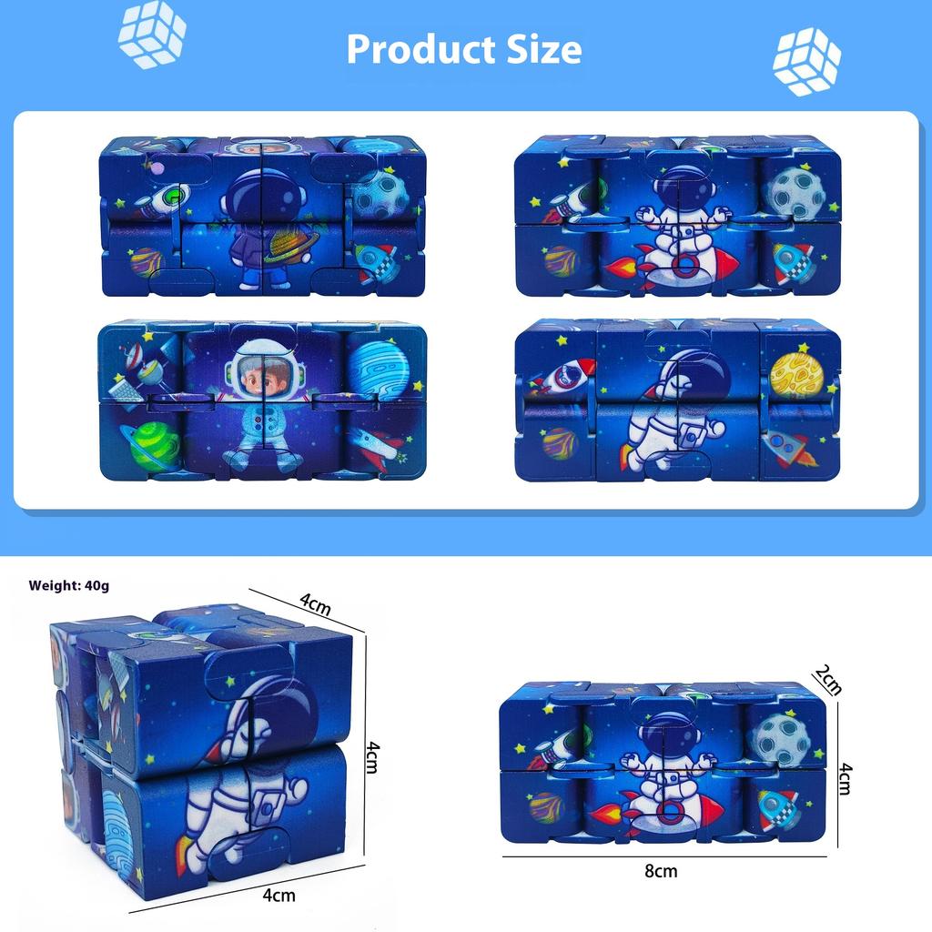 Infinity Cube Flip Space Theme ADHD Anxiety Toy - Fingertips Game Puzzle Antistress Finger Fidget Autism Hand Gifts For Kids