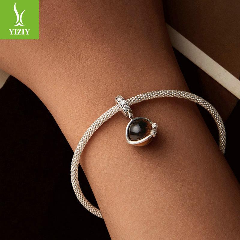 Planète Naturel Tigre Qingshi Accessoires Pendentif DIY, Univers Mystérieux Bracelet Argent Sterling S925 Perlé