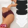 5PCS Cotton Panties Women Floral Lace Briefs Seamless Sexy Lingerie Low Rise Elastic Underpants Female Breathable Soft