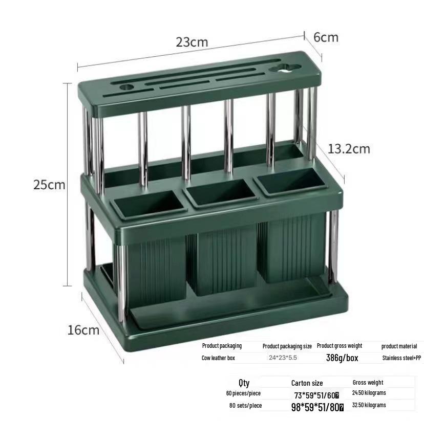 Multifunktionales Küchenregal: Messer- und Stäbchenhalter mit Gabelaufbewahrung