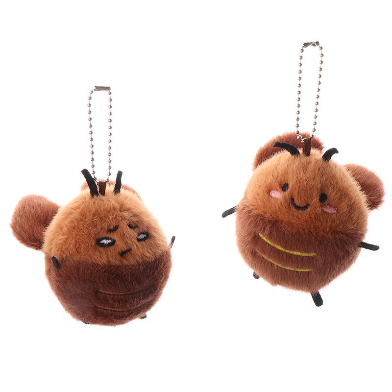 Cartoon Cockroach Plush Keychain Stuffed Animal Doll Keyring Lovely Backpack Pendant Car Key Holder Decoration Couple Gifts