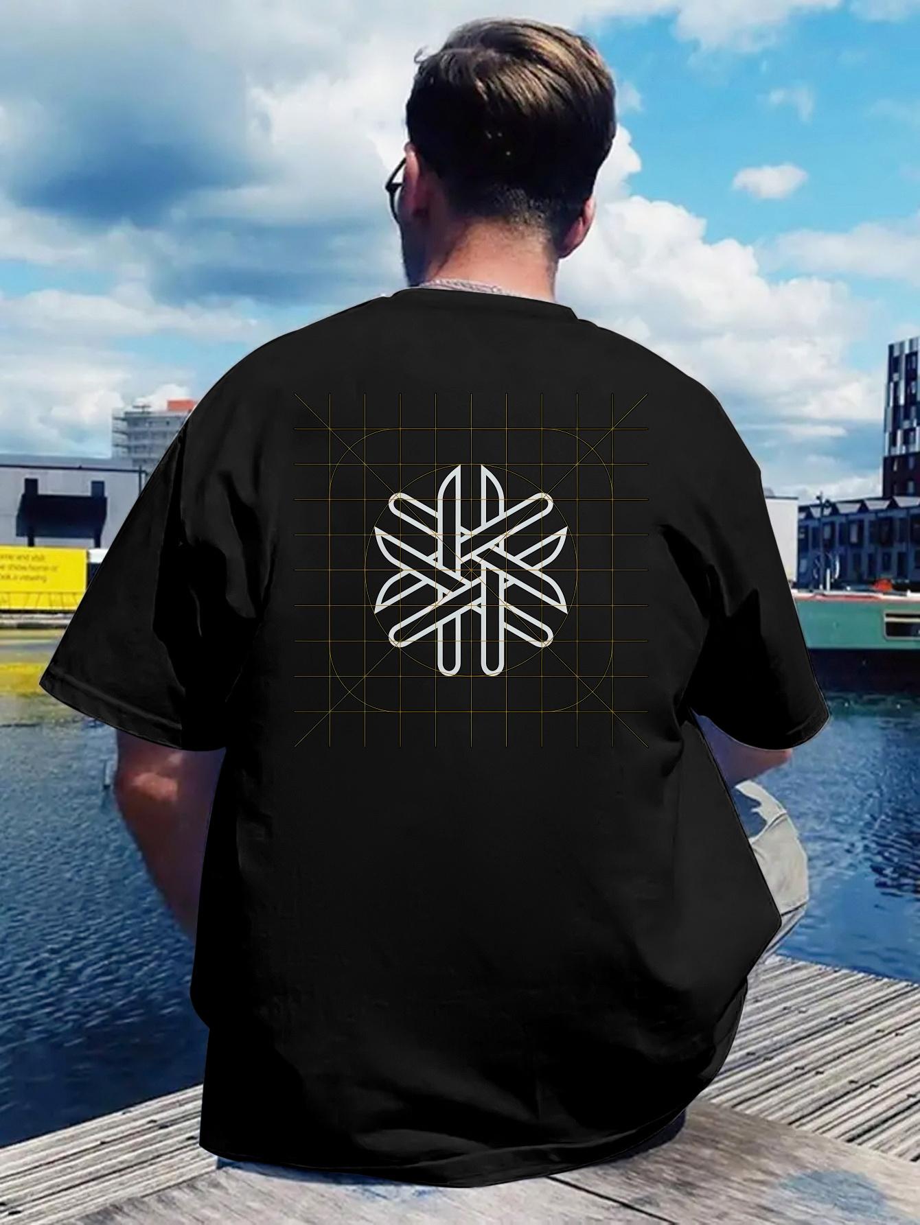Inspirational Geometric Print T-shirt - White Short Sleeve Crew Neck XXL