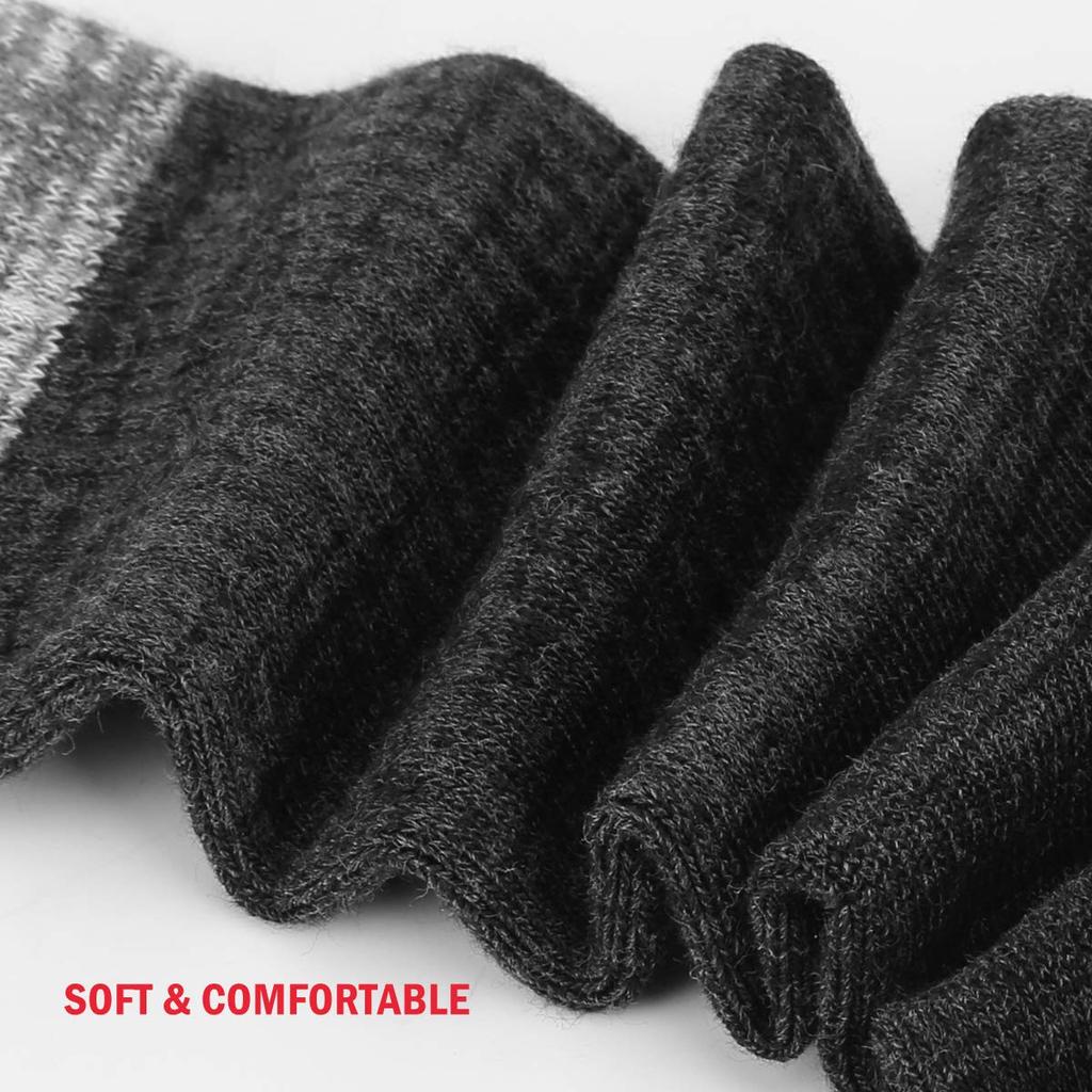 [YUEDGE] Men's Sports Socks, Thick, Cushioned, for Hiking and Trekking, Breathable, Sweat-Absorbing, Odor-Resistant, Premium Cotton, 5-Pair Set, Size