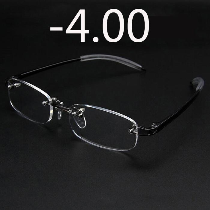 New Frameless Myopic Glasses Gray Frame Eyeglasses Men Women Rimless Super Light Frame Myopia Glasses 100 ~ 400 Degrees