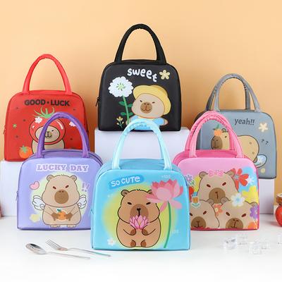 Cartoon Capybara Lunchtasche Isolierter Lebensmittelbehälter Tragbare Thermotasche Bento-Box Multifunktionale Kinder Schul-Picknick Essenstasche