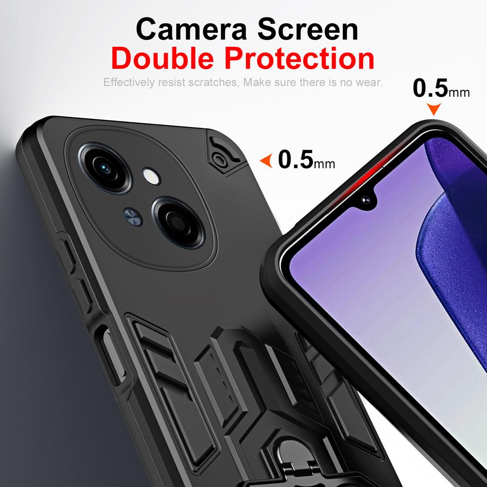 KEYSION Shockproof Armor Case for TECNO Spark Go 1 1S Go 2025 Soft Silicone+PC Metal Ring Stand Phone Cover for TECNO Pop 9 4G