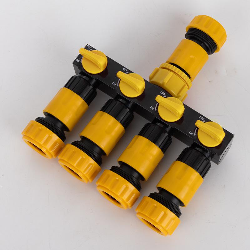 Garden Hose 4-Way Water Splitter with Switch Valve Connector