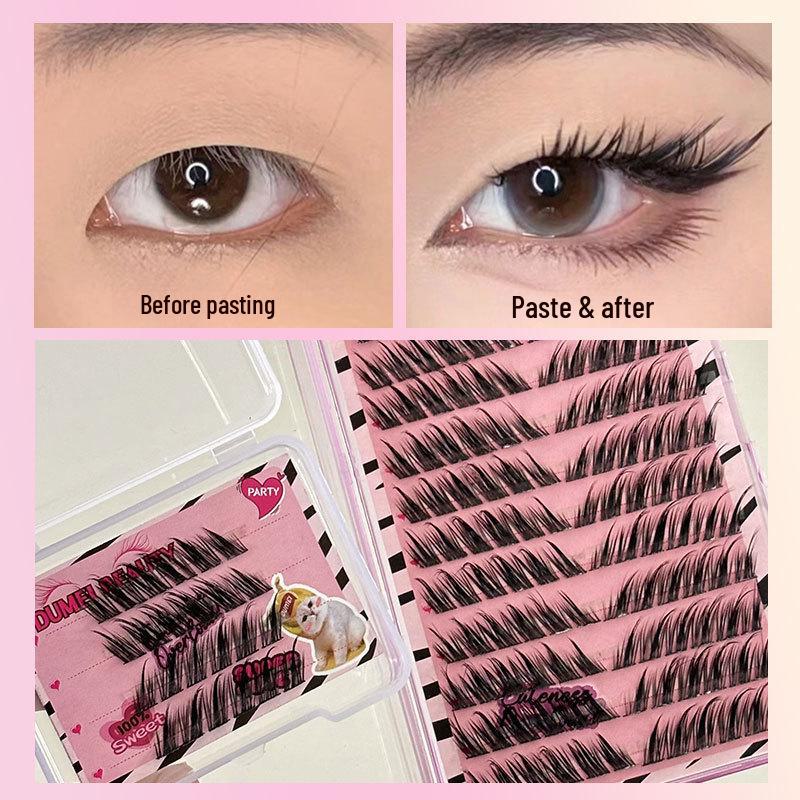 Pestañas Postizas Natural Fox Series Oblicuas Voladoras - Diseño Segmentado Ojos de Zorro, Racimo Único, Aspecto Realista