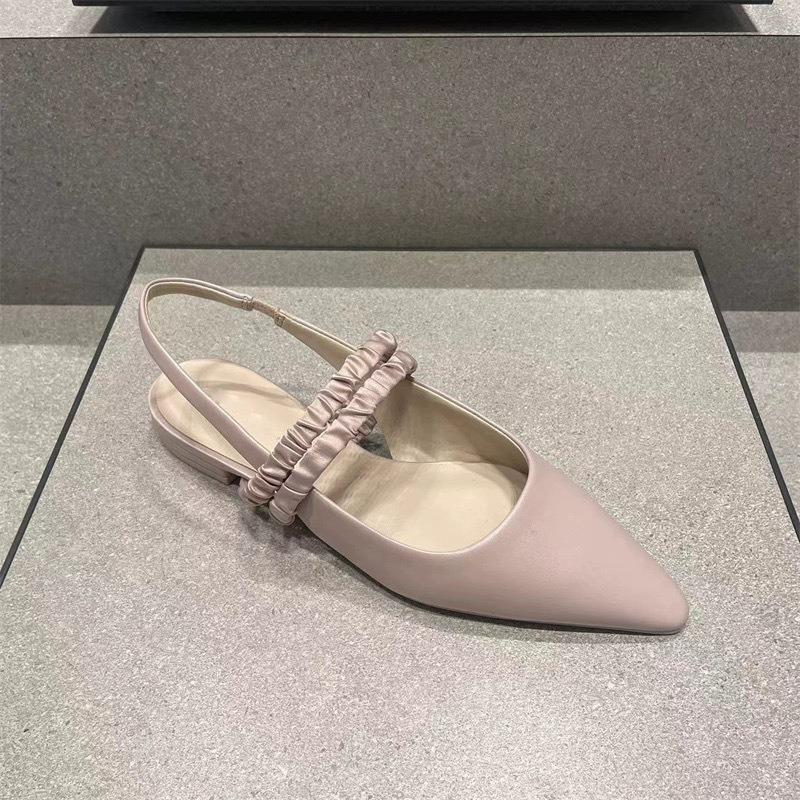 Small K Women's Shoes Fashionable and Comfortable Versatile Bag Head Flat Bottom Pointed Head Shallow Mouth Mary Jane Strap Sandals