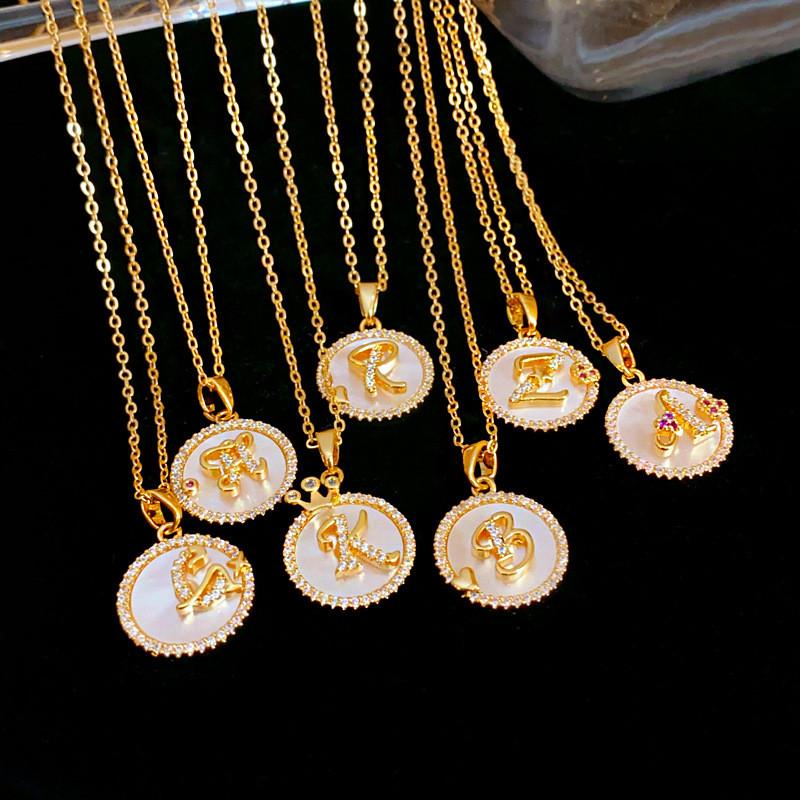 Simple Gold Zircon Letter Pendant Necklace For Women And Casual Wear