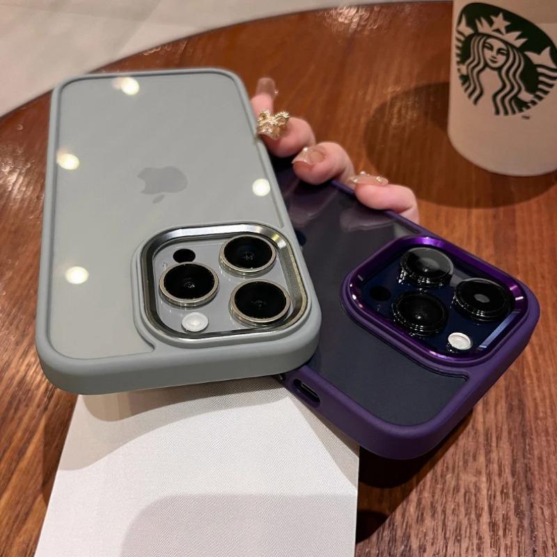 Luxury Clear Shockproof Case For iPhone 15 14 13 12 Mini 17 Pro XS Max XR X 7 8 Plus Soft Bumper Metal Camera Protection Cover