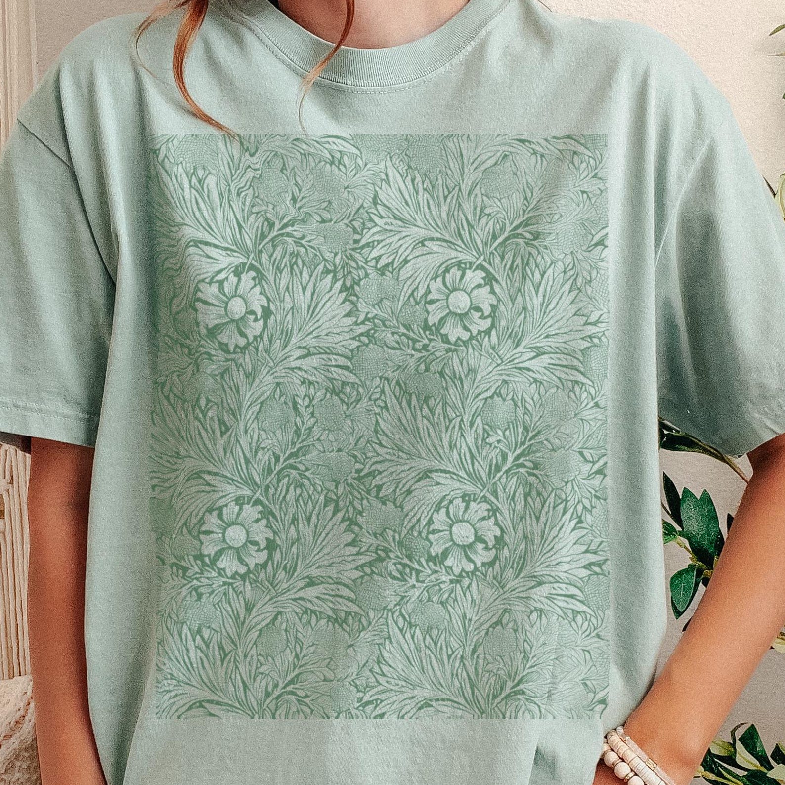William Morris Marigold Pattern T-Shirt | Botanical Floral Tee 100