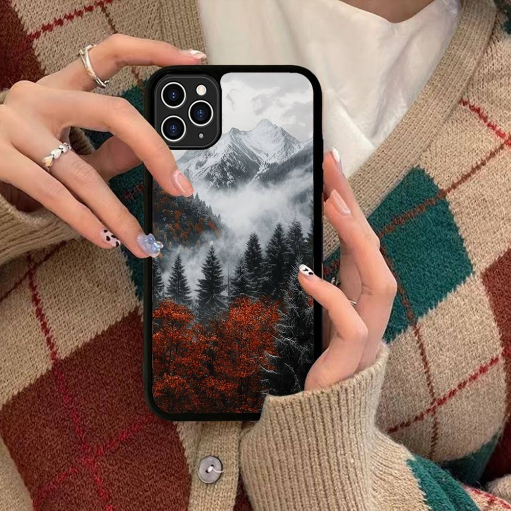 Mountain Forest Phone Case Wireless Charging PC+TPU For IPhone 11 12 13 14 15 16 17 Pro Max Plus Case