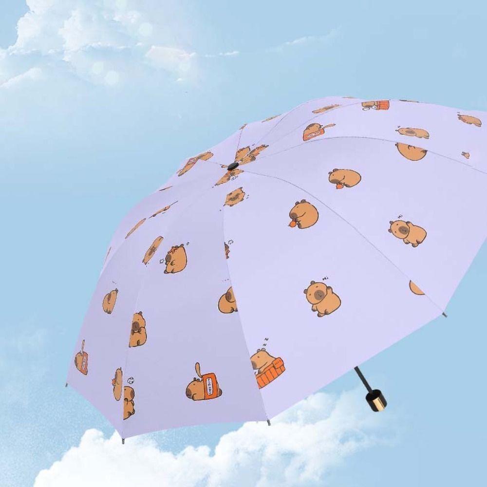 Sun Protection Capybara  Automatic Umbrella Animals Capybara  Anti-UV Umbrella  Students