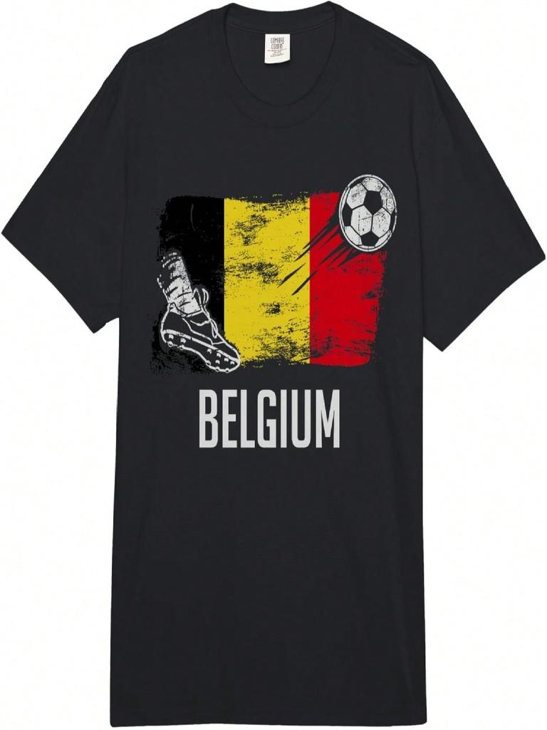 Belgium Flag Jersey Belgian Soccer Team Belgian Comfort Colors Adult Heavyweight T-Shirt