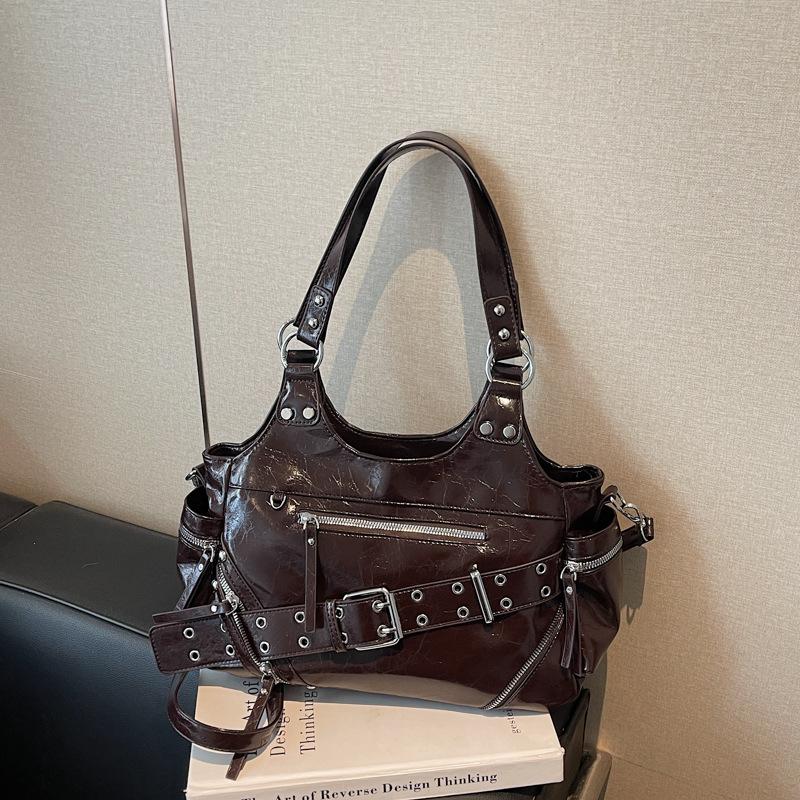 

Корейский нишевый дизайн, премиальное ощущение, сумка-подмышка Spice girl, большая вместимость, ретро-сумка через плечо для通勤 темно-коричневого