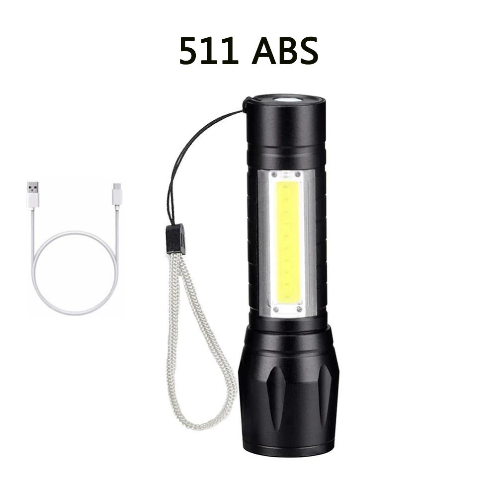 Mini LED Flashlight COB+XPE Portable Torch USB Charging Camping Lantern Zoomable Focus Light Tactical Flashlight with Pen Clip