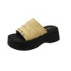 Gu Yun dopamine cool slippers heightening casual sandals women's platform versatile beach shoes outer wear pleated one-word slippers