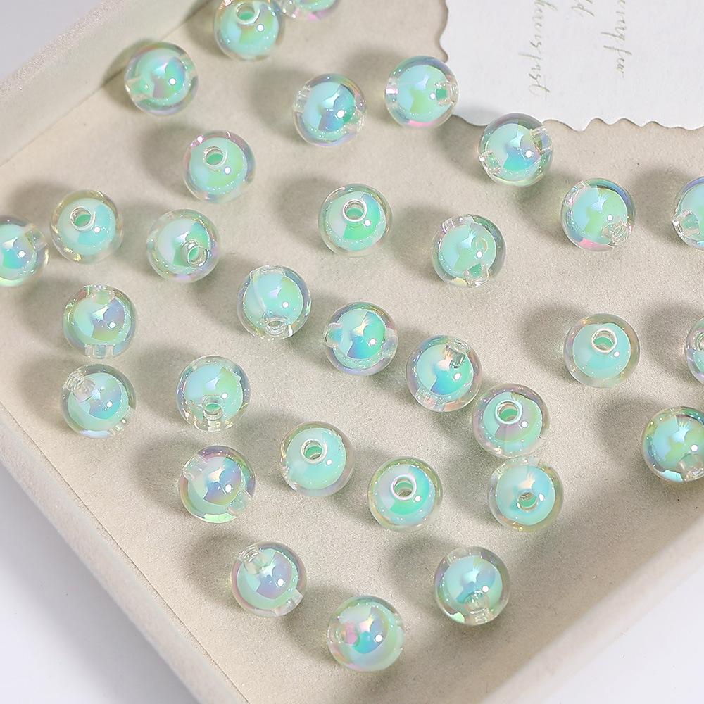Iridescent Electroplated Acrylic Round Beads - DIY Jewelry Accessories
