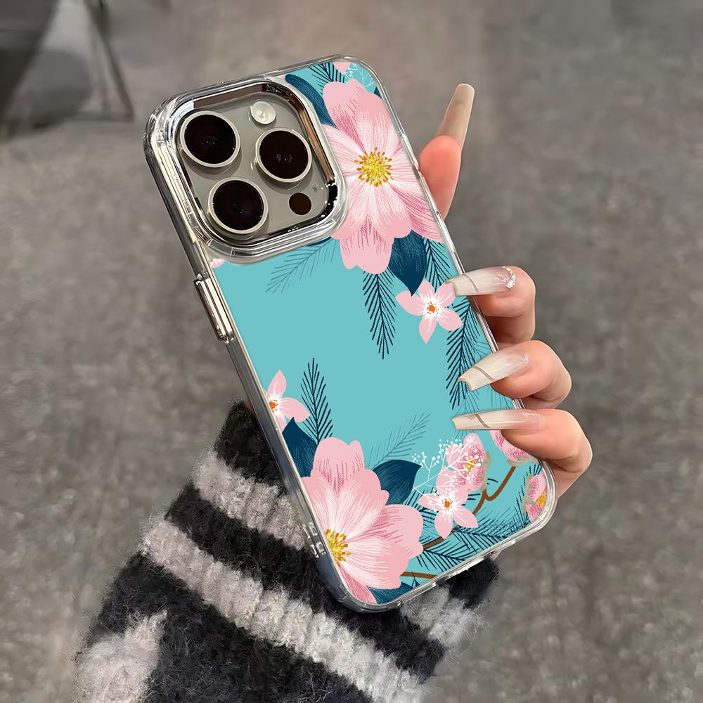 Ins Style French Flowers Phone Case For Iphone 17 17E 16E 11 Plus 13 Pro Max 16 12 14 15 Ultra Durable Protective Shell Coque