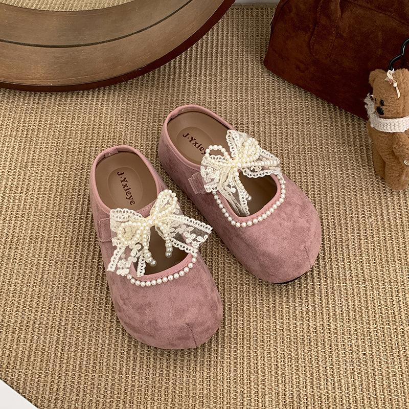 Pearl Temperament Fairy Style Platform Bag Head Slippers Female Summer Wear 2025 New Versatile Height Increase Half Drag Birkenstocks