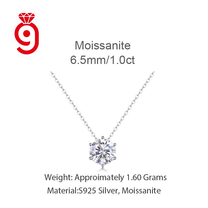 925 Silver Round-Cut Moissanite Necklace Chain Sparkle Fashion Jewelry Elegant Minimalist Statement Moissanite Necklace