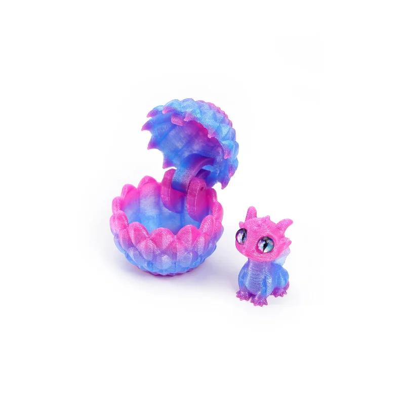 Q Version Creative 3D Printable Hatchable Mini Dragon Egg Set Hatchling Model Halloween Easter Gifts & Desktop Decorations