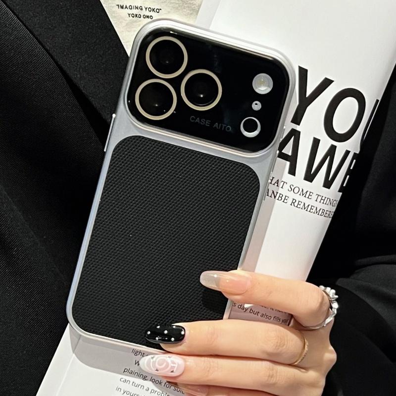 Luxury Plating Diamond Texture Shockproof Phone Case for iPhone 17 16 15 14 13 Pro Max Crystal Large Camera Glass Bumper Cover
