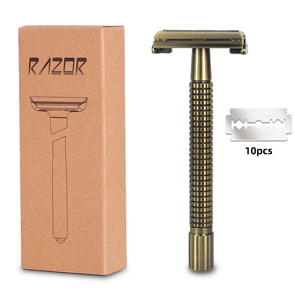Classic Brass Double-Sided Safety Razor with Twist-Off Head