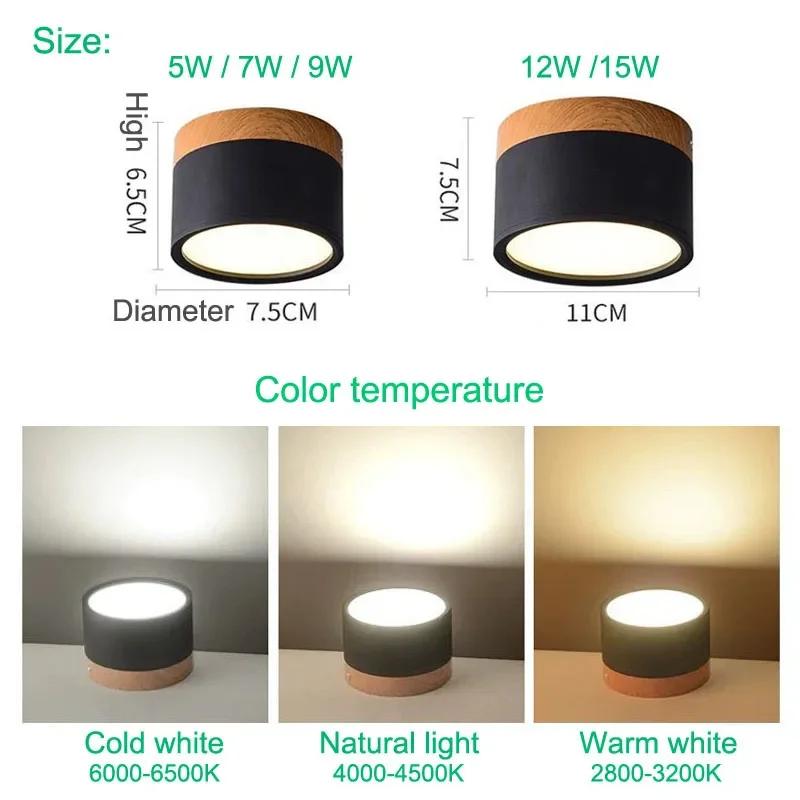 LED stropní svítidla 5W 7W 10W 12W 15W Macaroon Stropní Nordic Wood Grain Přisazená bodová světla Vnitřní lobby Obývací pokoj Ložnice