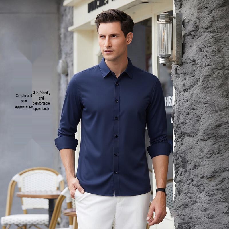 POLOMEISDO Men s Casual Solid Long Sleeve Shirt 39