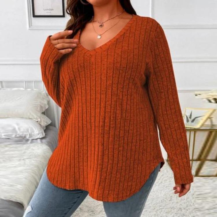 Warm Soft Knitted Blouse Women Long Sleeve V Neck Loose Pullover Casual Top Irregular Hem Plus Size Fall Winter