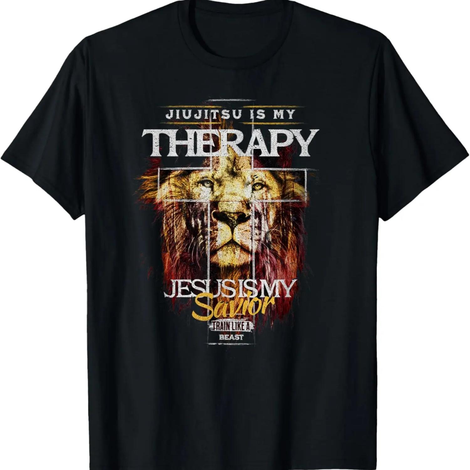 

Jiu Jitsu Is My Therapy ___ Jesus My Savior MMA Fighter T-Shirt S