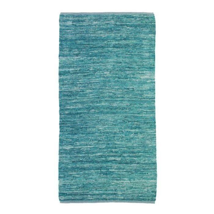 Tapis Ethnique - THE DECO FACTORY - SKIN - Cuir - Bleu Clair - 60 x 120 cm