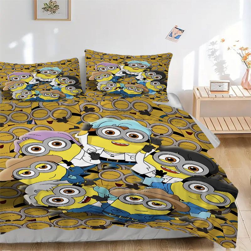 

3pcs Minion Print Bedding Set. Soft and Comfortable with No Core Included (1x Duvet Cover + 2x Pillow Covers) yy251009207 135x200cm