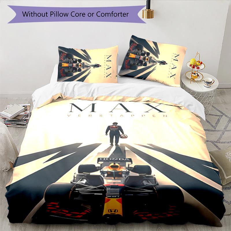 3pcs Racing Driver M-Max Verstappen Themed Duvet Cover Set, Includes 1 Duvet Cover and 2 Pillowcases,Skin-Friendly&Comfortable Fabric,Suitable Bedding
