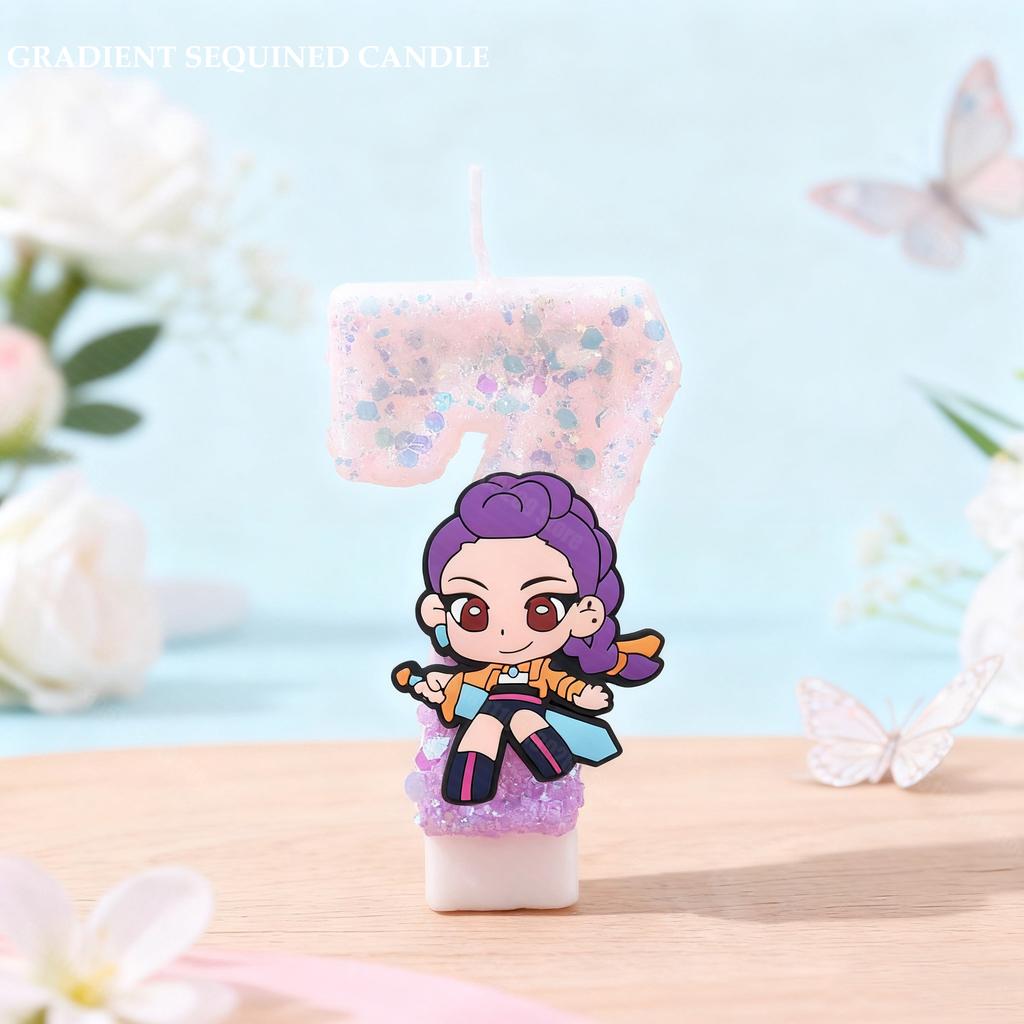 2026 hot Kpop Demon Hunter Themed Candles for Children's Birthday Parties, Exquisite Cake Decorations Party Supplies Gift