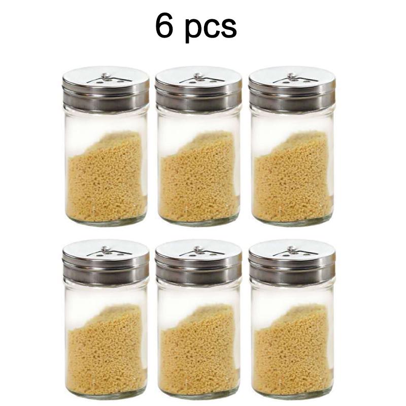 Glass Seasoning Bottle Seasoning Bottle Seasoning Pot Stainless Steel Rotating Lid Kitchen Utensils Pepper Shaker Barbecue Set