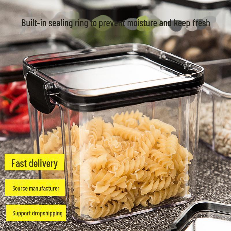 Borcane pătrate transparente pentru depozitare pentru gustări și produse uscate, plastic alimentar