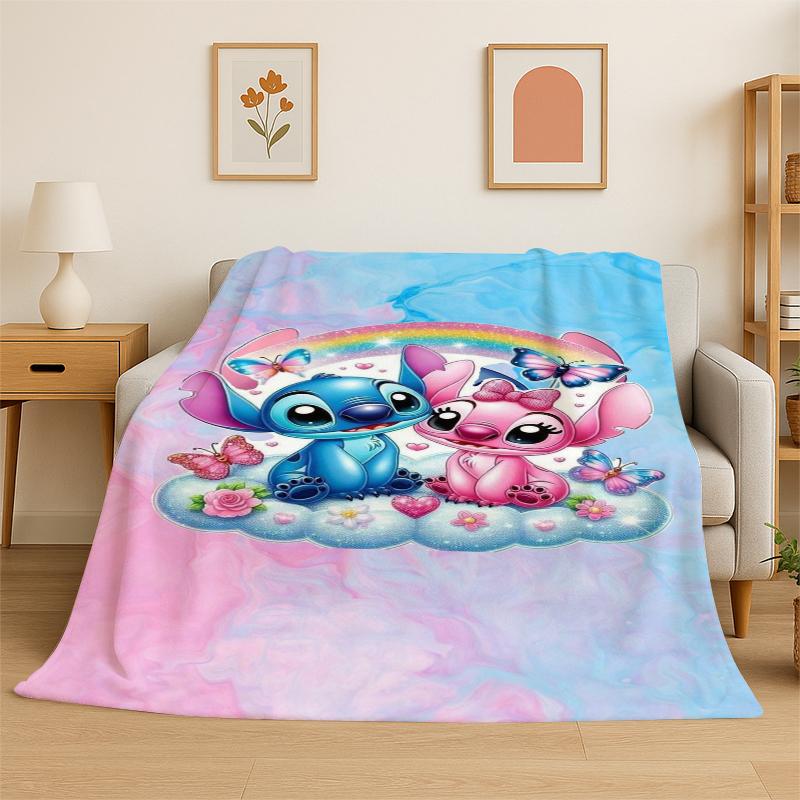 Cute S-Stitch Cartoon Soft Flannel Throw Blanket,Cozy Blanket for Bed,Couch,Sofa,Bedroom,Living Room,Travel,Picnic kids Camping 75x90cm