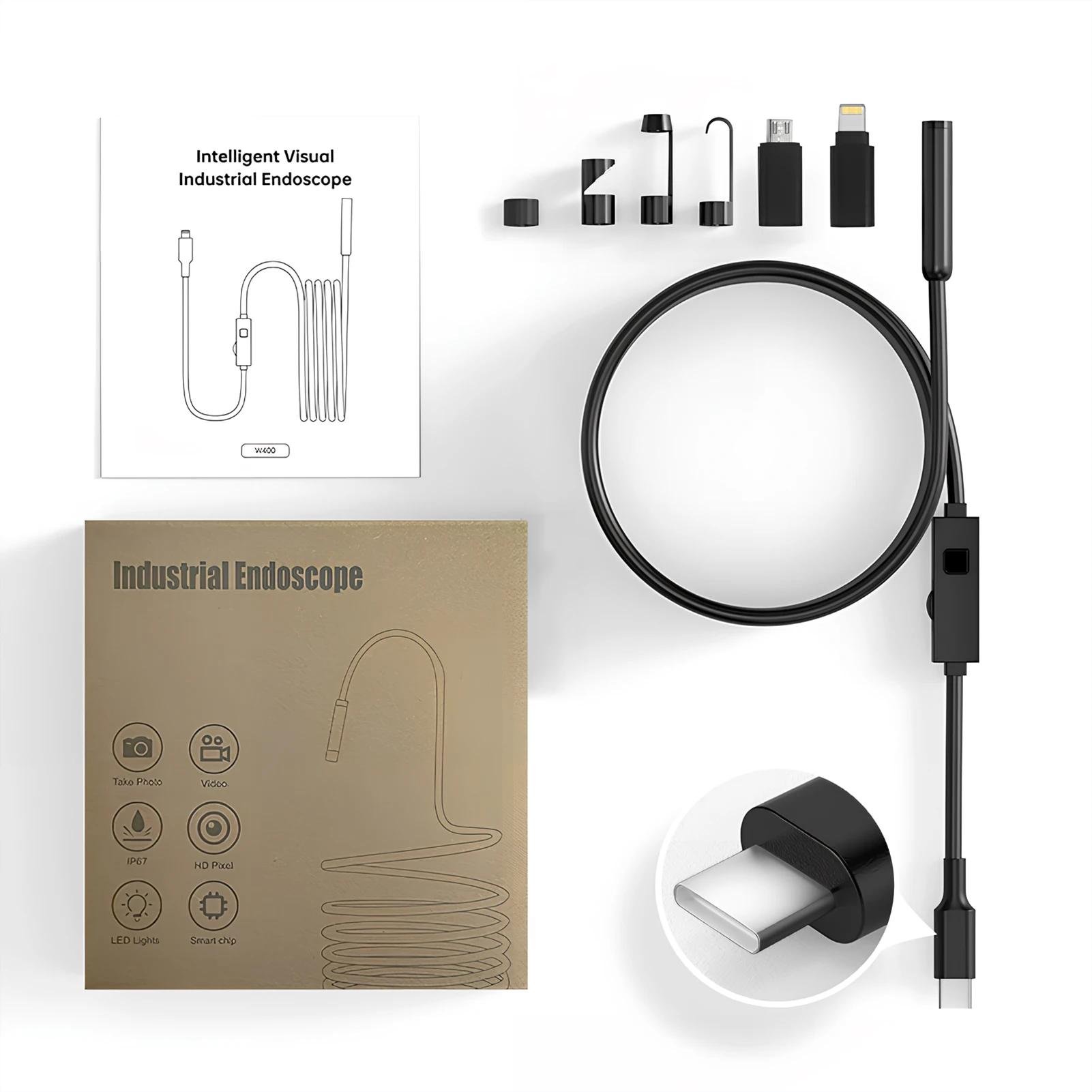 

Industrial Endoscope Direct Connected Single Lens Endoscope HD Portable for Android Apple Universal Pipeline Vehicle Maintenance 1M