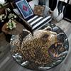 Grizzly Bear Round Area Rug,Carpet Rug for Living Room Bedroom Sofa Playroom Decor,Non-slip Floor Mat