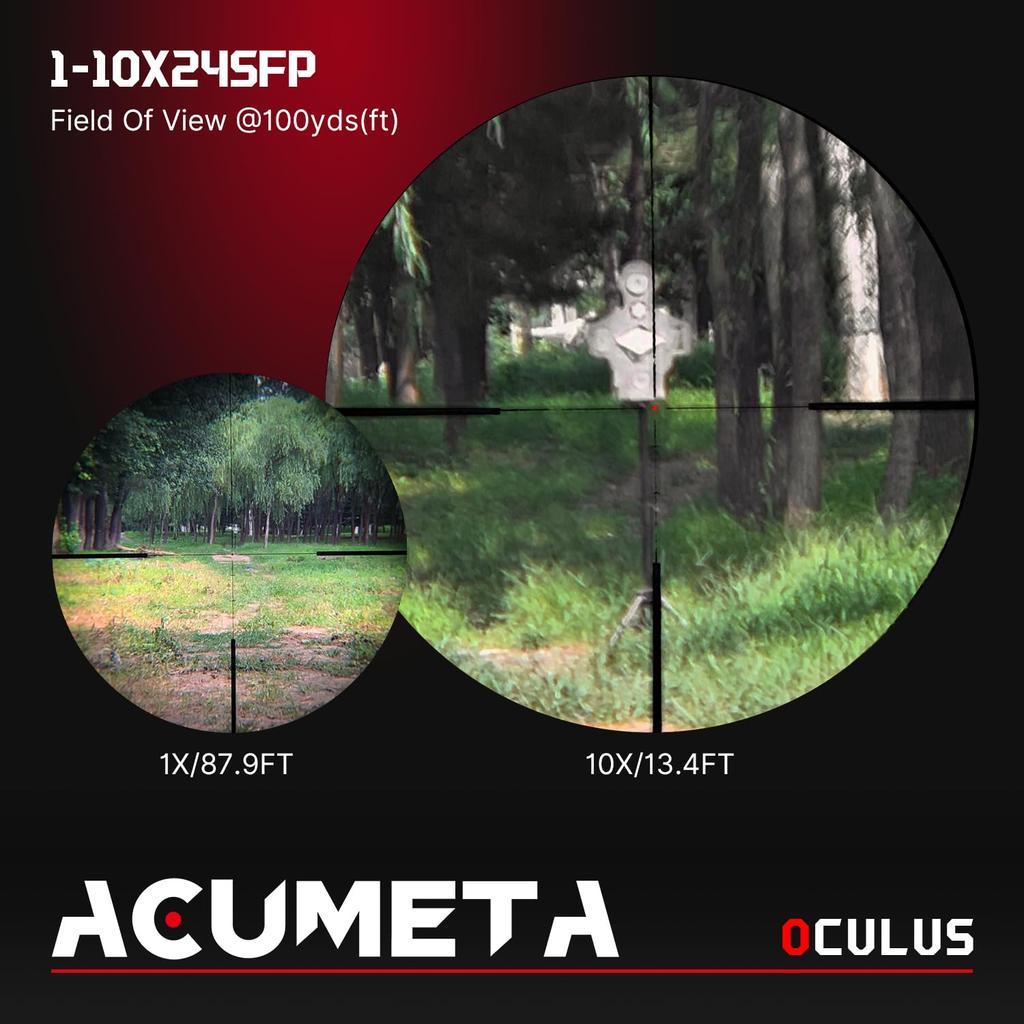 ACUMETA Oculus 1-10X24 SFP Riflescope, 30mm Tube Hunting Riflescope with 20mm Rail Scope Mount